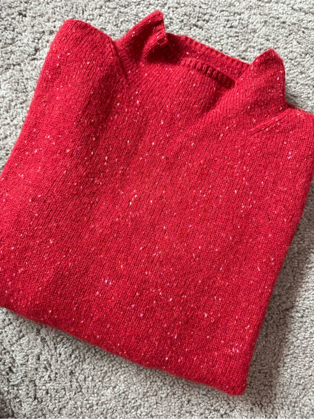 Vintage L.L. Bean Red Turtleneck Sweater - Cozy Sparkle Knit - Size XL